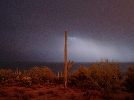 A monsoon storm rolls through the Tohono O'odham Reservation