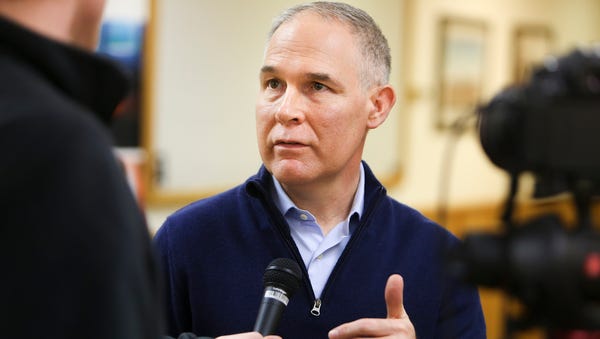 EPA Administrator Scott Pruitt talks with local...