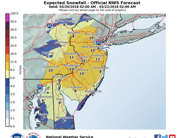 Snow Inch Count Forecast Climbing As Delmarva Braces For Nor Easters