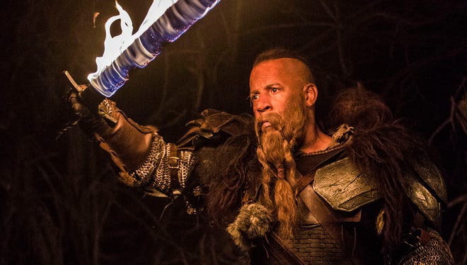 This photo provided by Lionsgate shows Vin Diesel as Kaulder in a scene from the film, "The Last Witch Hunter." (Scott Garfield/Lionsgate via AP)