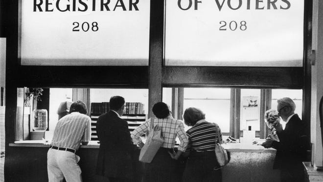 The Worcester Registrar of Voters' office, in 1978.