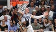Villanova Wildcats guard Donte DiVincenzo (10) blocks