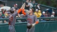 Pascack Hills' Mike Rodriguez gets a high five from