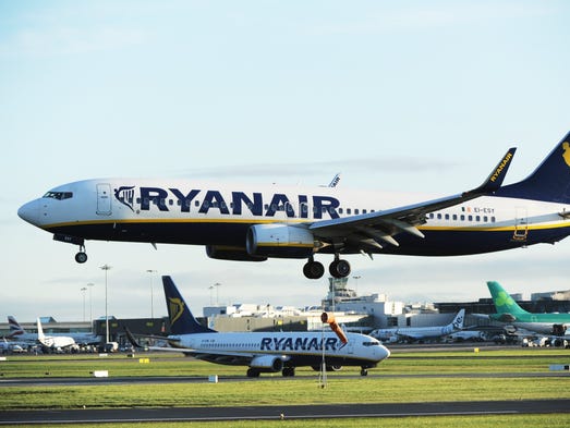 Ryanair Boeing 737s at Dublin Airport on Sept. 28,