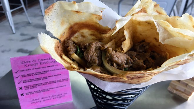 The Lomo crepe is a Hot Dish from Kreips & Juices in Cape Coral.