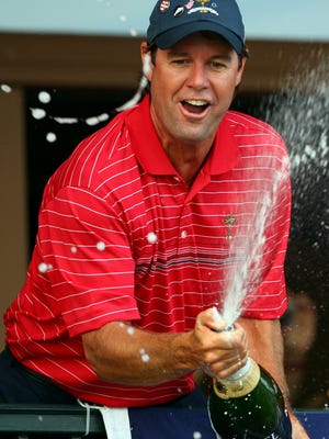 The USA team captain Paul Azinger celebrates the USA 16 1/2 - 11 1/2 victory at the 2008 Ryder Cup. Many fans and some players are hoping to see Azinger return as captain.
