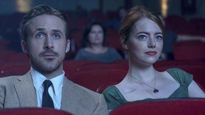 Ryan Gosling, left, and Emma Stone star in “La La Land.”