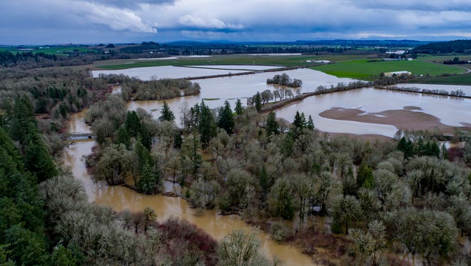 Flooding over the Luckiamute River on December 19, 2015.