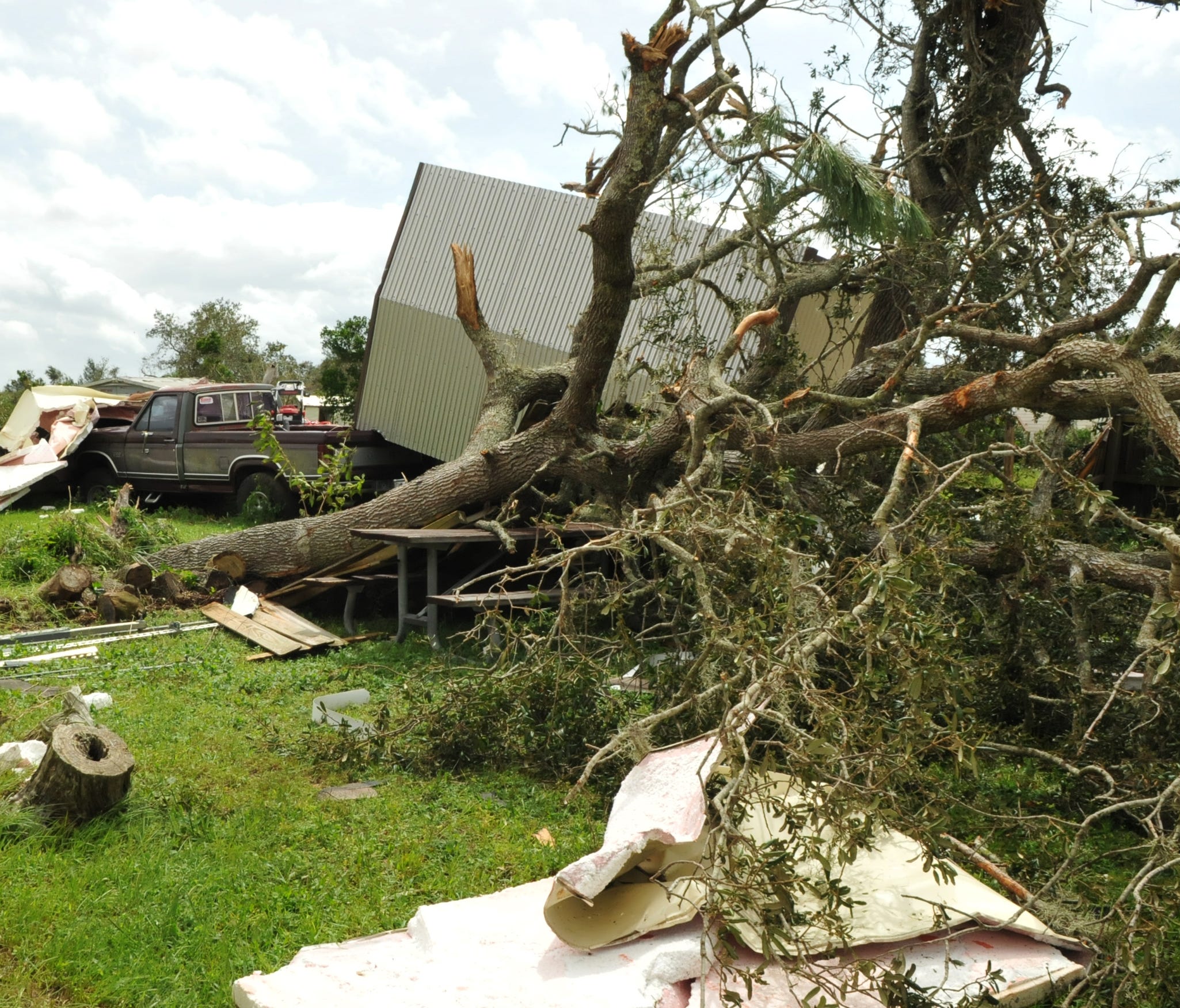 Several homes in Mims, Fl. in North Brevard County are damaged after a Hurricane Irma spawned tornado hit.