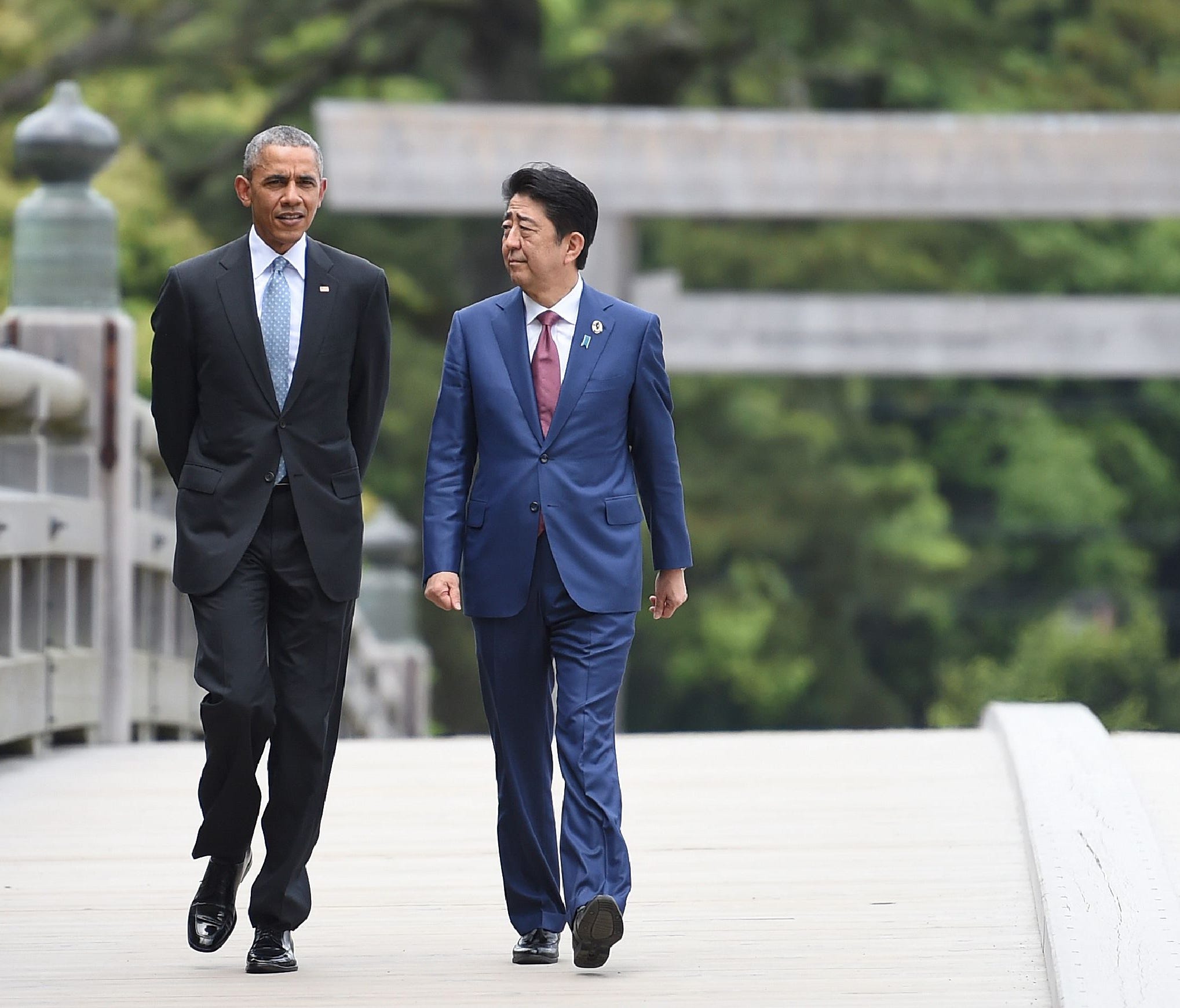President Obama and Japanese Prime Minister Shinzo Abe, shown at a May conference in Japan, will meet again at Pearl Harbor on Tuesday.
