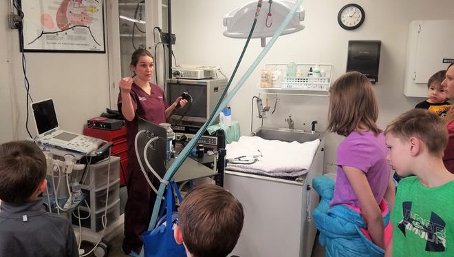 Students learned about veterinarian skills during a visit to the Ruidoso Animal Clinic.