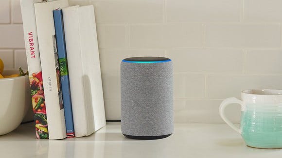 Amazon Echo smart speaker on a countertop