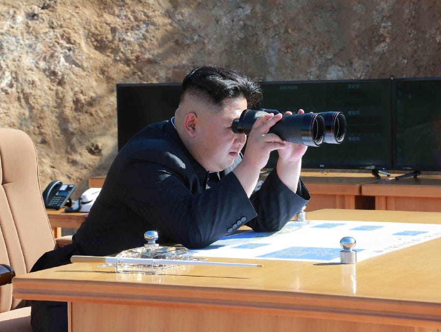 North Korean leader Kim Jong Un inspects the test-fire of an intercontinental ballistic missile at an undisclosed location on July 4.