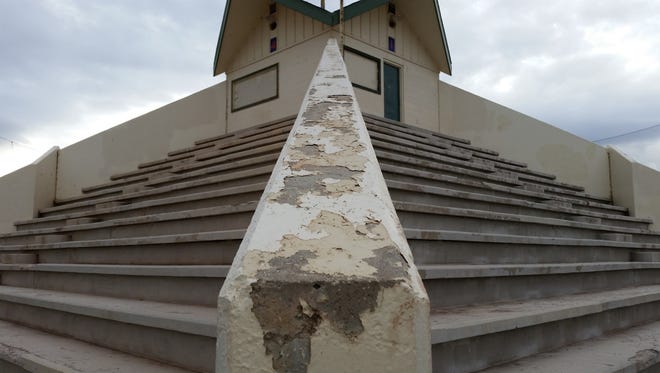 The pyramid structure near Swope needs to be refurbished.