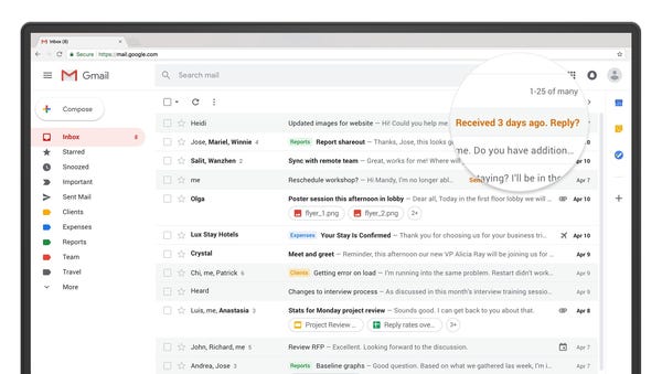 The Nudging feature in Gmail reminds you to...