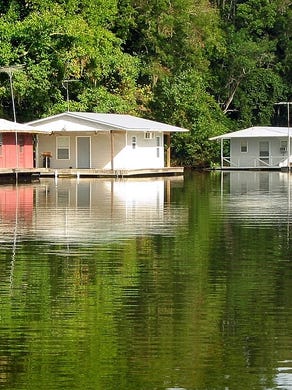 Houseboats on Brothers River, a tributary of the Apalachicola River.