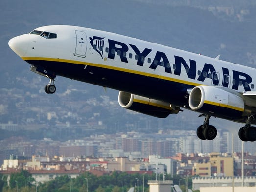 In this file photo from Sept. 1, 2010, a Ryanair plane