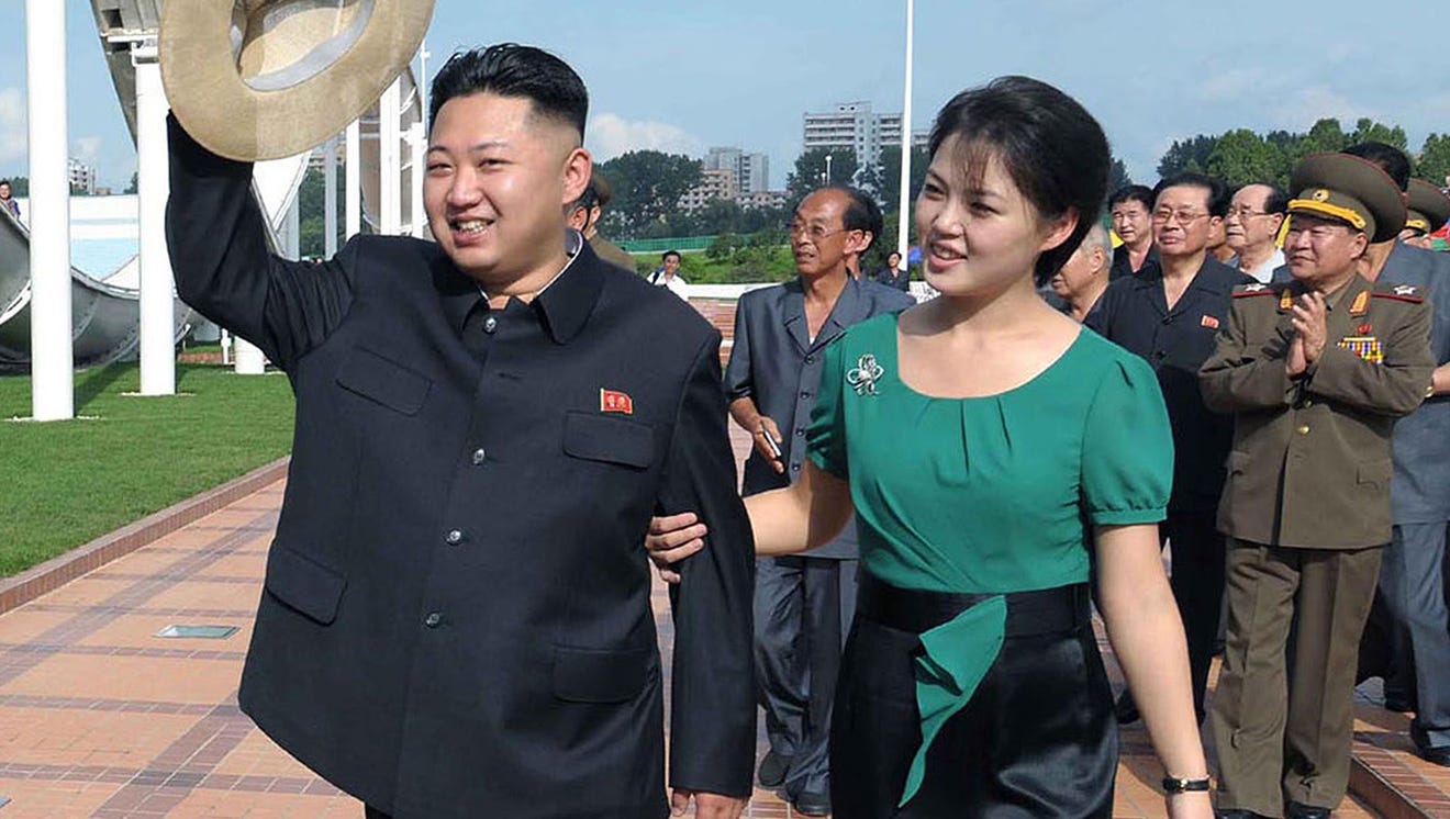 North Korean leader Kim Jong Un, accompanied by his wife Ri Sol Ju