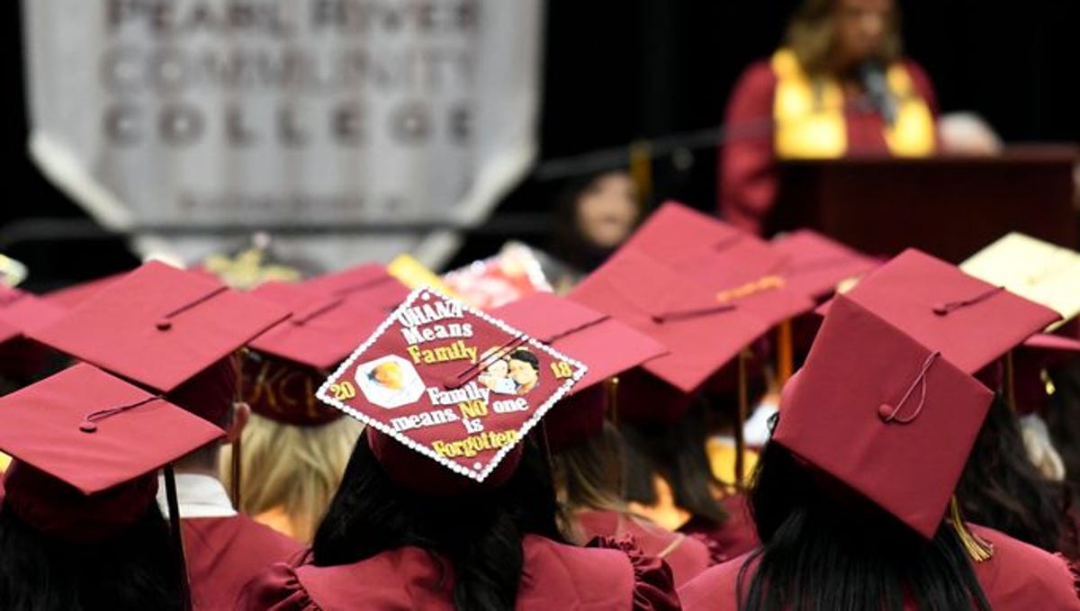 College Graduates Send Own Messages On Caps Worn During Commencement