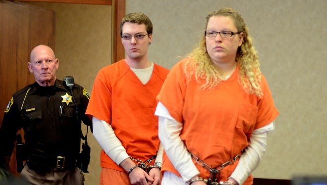 Andrew and Hilery Maison walk into the courtroom Monday, Jan. 11, during their hearing in Judge Kelly's courtroom.