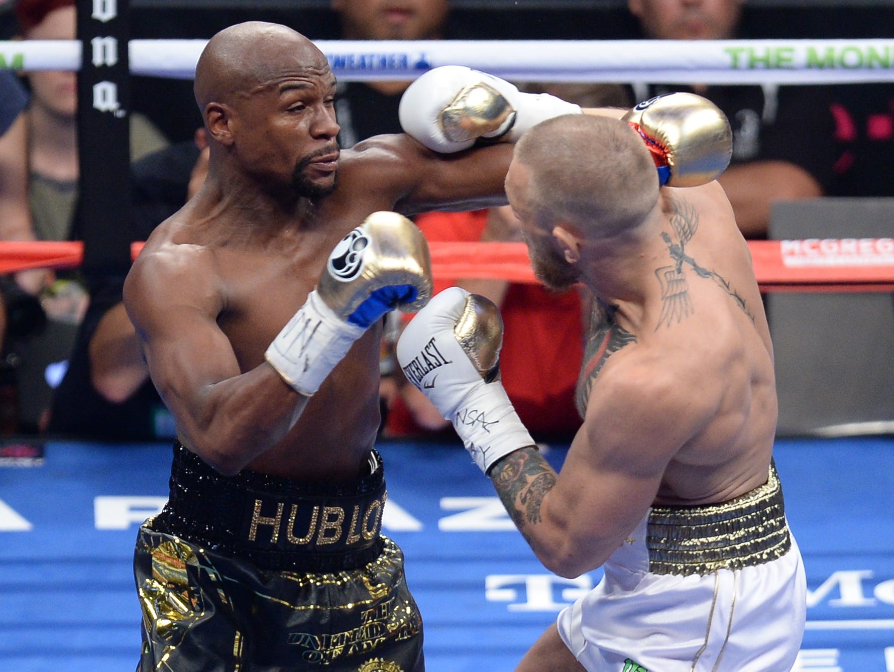 Floyd Mayweather stopped Conor McGregor in the 10th round.