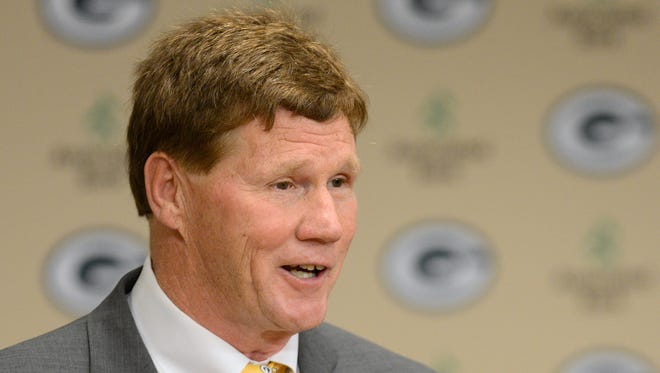Green Bay Packers President Mark Murphy speaks to the media about the legacy of Brett Favre before Favre's Green Bay Packers Hall of Fame Induction Banquet at Lambeau Field in Green Bay, Wis. on Saturday, July 18, 2015. Kyle Bursaw/Press-Gazette Media/@kbursaw
