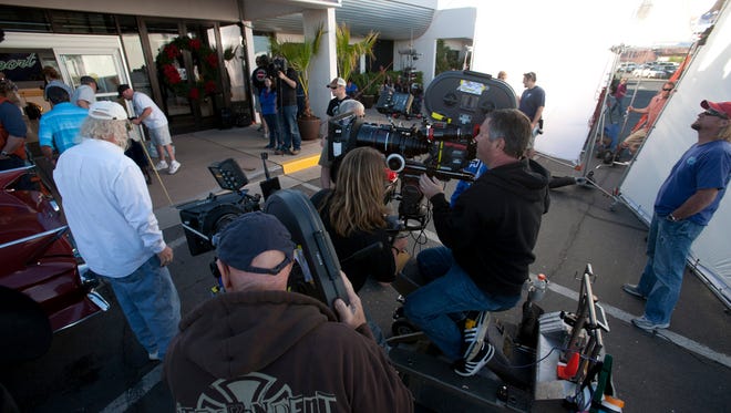 The crew working on a Disney Channel Original Movie based on the sitcom "Good Luck Charlie" shoot a scene at the old St. George Airport building in St. George in April of 2011.