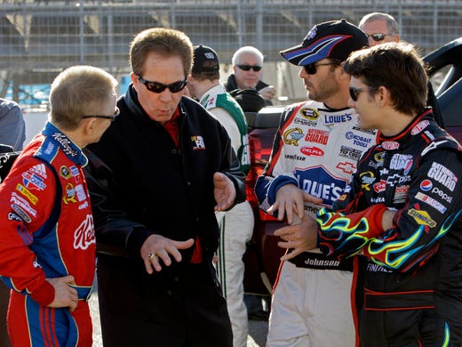 Former NASCAR champion Darrell Waltrip, second from