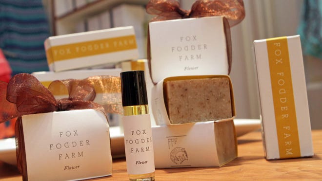 Fox Fodder Farm, a fragrance line created by Taylor Patterson, a Wilmington native. The line is based on her horse farm and is now available at Houppette in Greenville, Thursday, May 29, 2014. Fragrance sells for $43 and soaps $12
