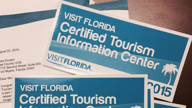 Stickers you'll see at newly certified visitor welcome centers in Florida.
