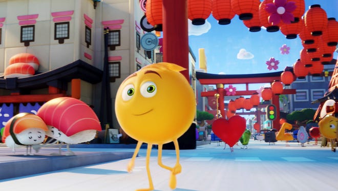 This image released by Sony Pictures shows Gene, voiced by T.J. Miller, in Columbia Pictures and Sony Pictures Animation's "The Emoji Movie."