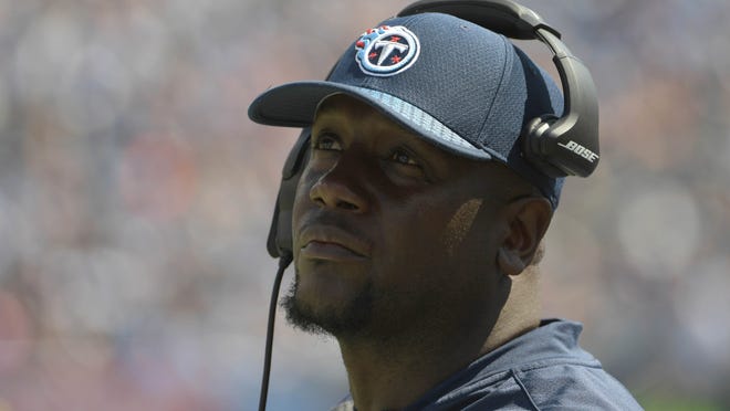 Defensive line coach Nick Eason, pictured coaching for the Tennessee Titans in 2017.