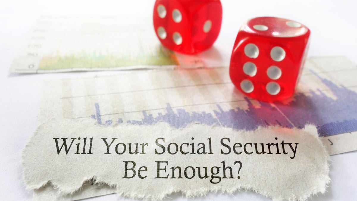 Dice lying next to a piece of paper that reads, Will Your Social Security Be Enough?
