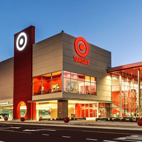 Outside of Target store at dusk.