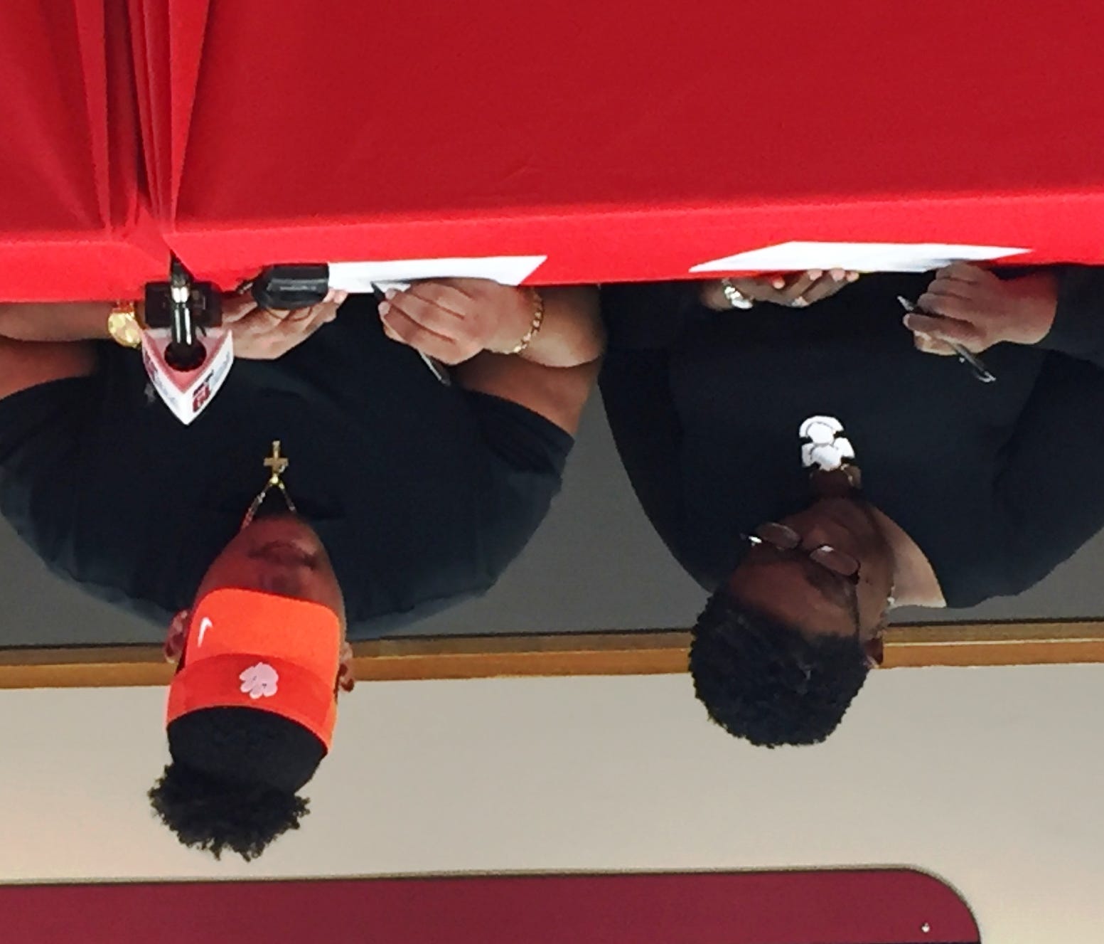 Jackson Carman of Fairfield and his relative sign the National Letter of Intent to play football for Clemson University Dec. 20, 2017, at Fairfield.