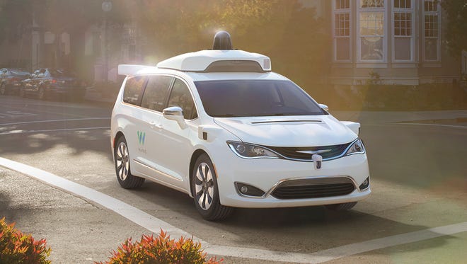 Waymo, the self-driving car project birthed by Google, was shown on the autonomous Chrysler Pacifica minivan as shown at the North American International Auto Show in 2017.
