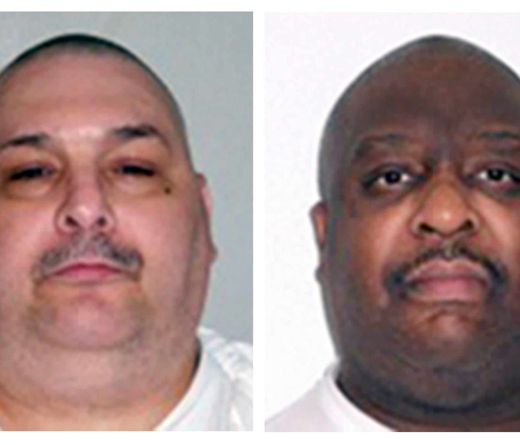These undated file photos provided by the Arkansas Department of Correction shows death-row inmates Jack Jones, left, and Marcel Williams. Jones was executed Monday night.