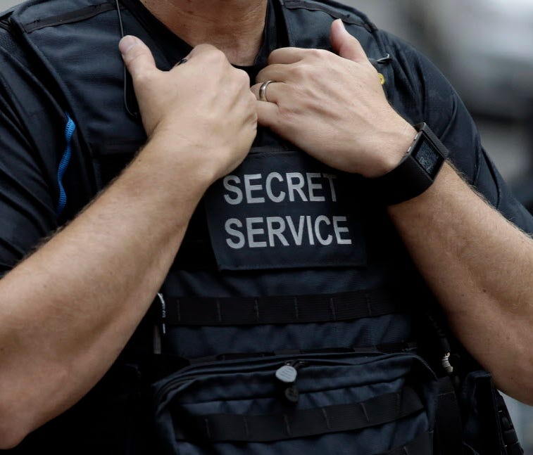 Secret Service agent outside of Trump Tower in New York on Aug. 14, 2017.