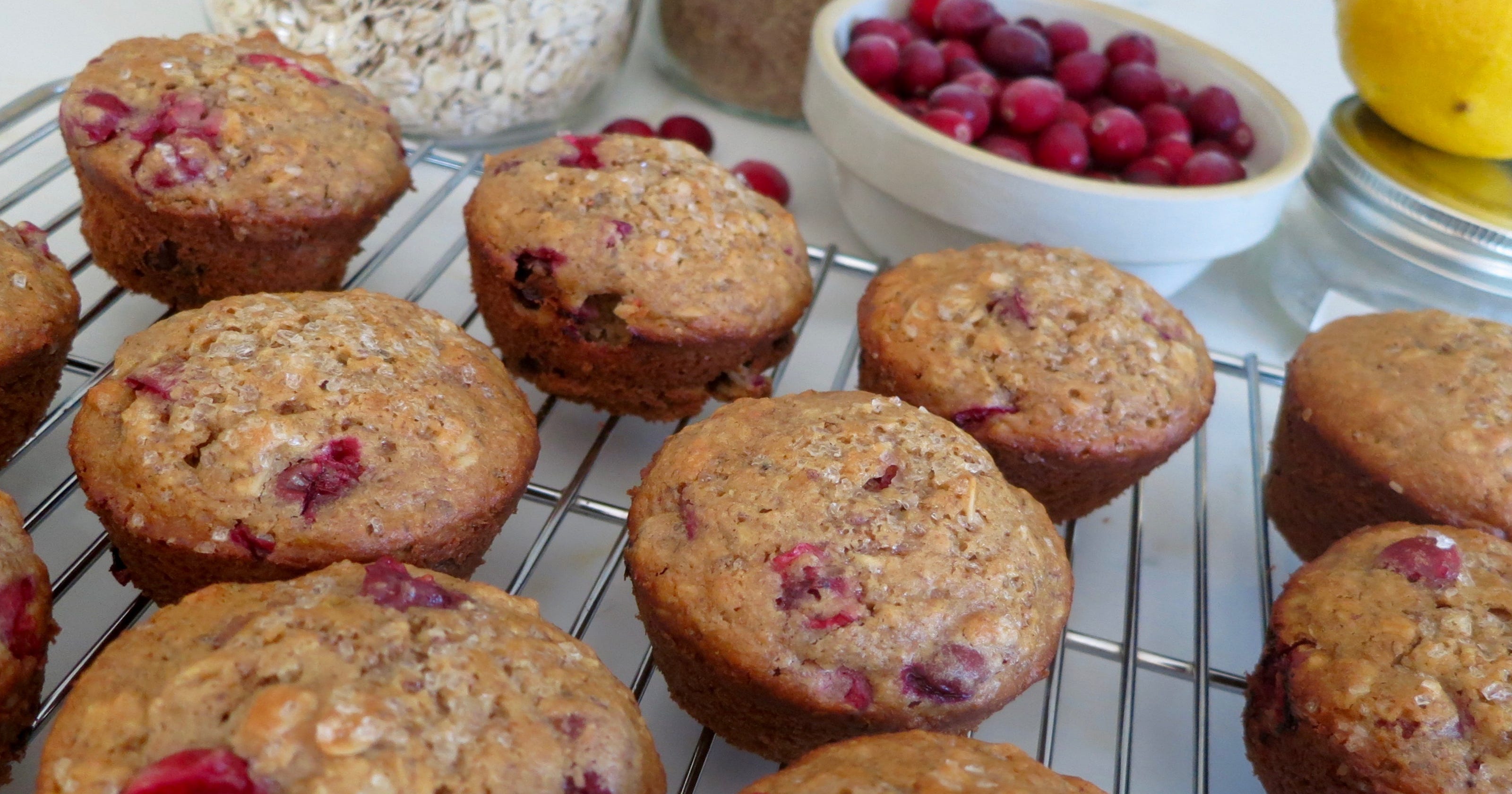 Lemon Cranberry Buttermilk Oat Muffins