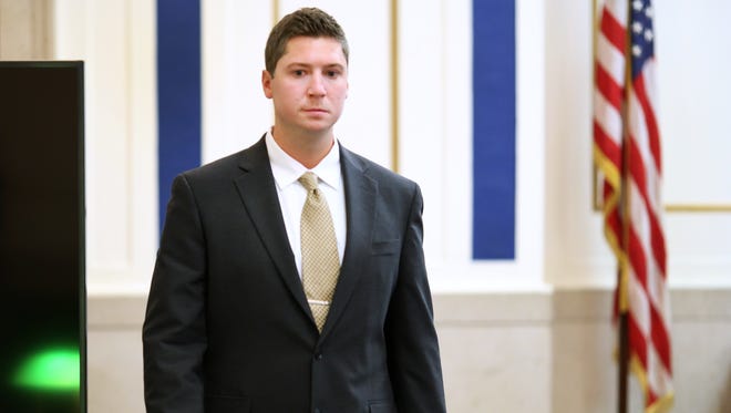 Ray Tensing, charged with the murder of Sam DuBose, returns to the courtroom following a break in jury selection. The presiding judge is  Common Pleas Judge Megan Shanahan. The former University of Cincinnati police officer is charged with murder in the shooting death of Sam DuBose.  His attorney Stew Mathews has said Tensing fired a single shot because he feared for his life.