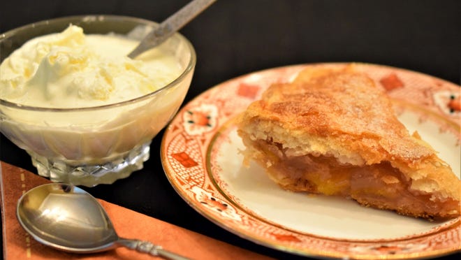 Homemade clotted cream, the perfect topping for fruit pies and other desserts.