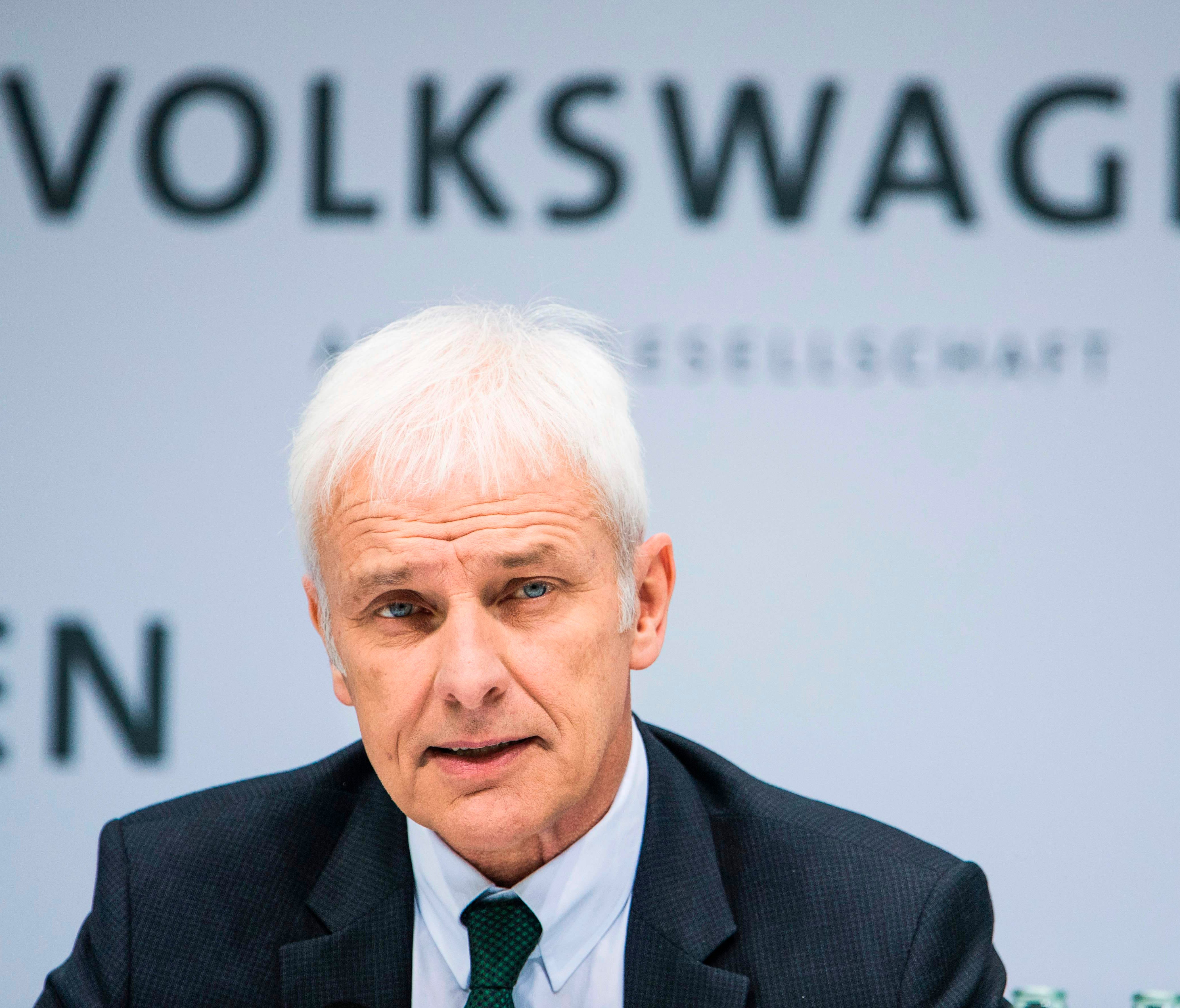 Matthias Mueller, chairman of German automaker Volkswagen attends the company's annual press conference to present its financial results for 2016  at the company headquarters in Wolfsburg on March 14, 2017.