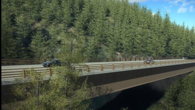 This drawing shows the new Pfeiffer Canyon Bridge, which is being rebuilt after being damaged by heavy rainfall this year in Big Sur.