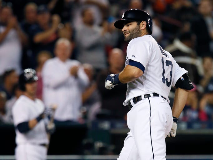 Alex Avila smiles after hitting a solo home run against