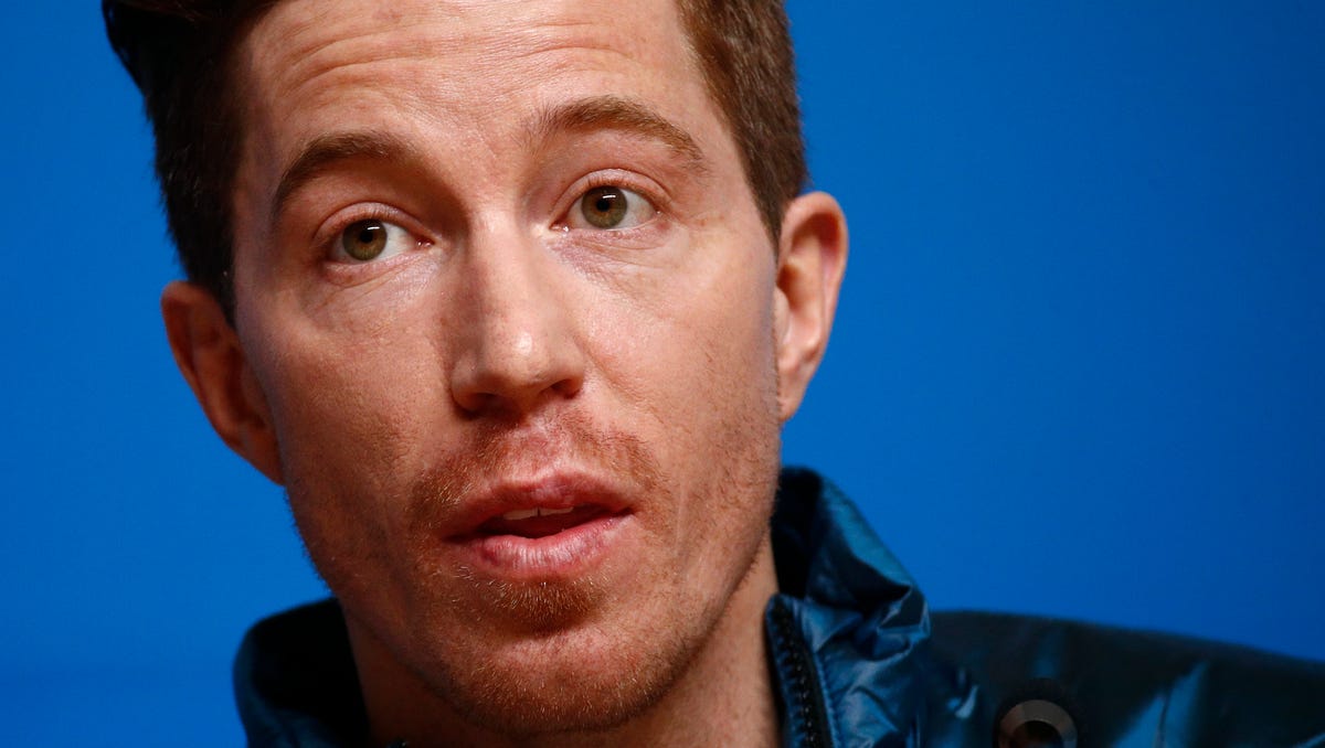 Men's halfpipe gold medalist Shaun White speaks at a news conference at the 2018 Winter Olympics.