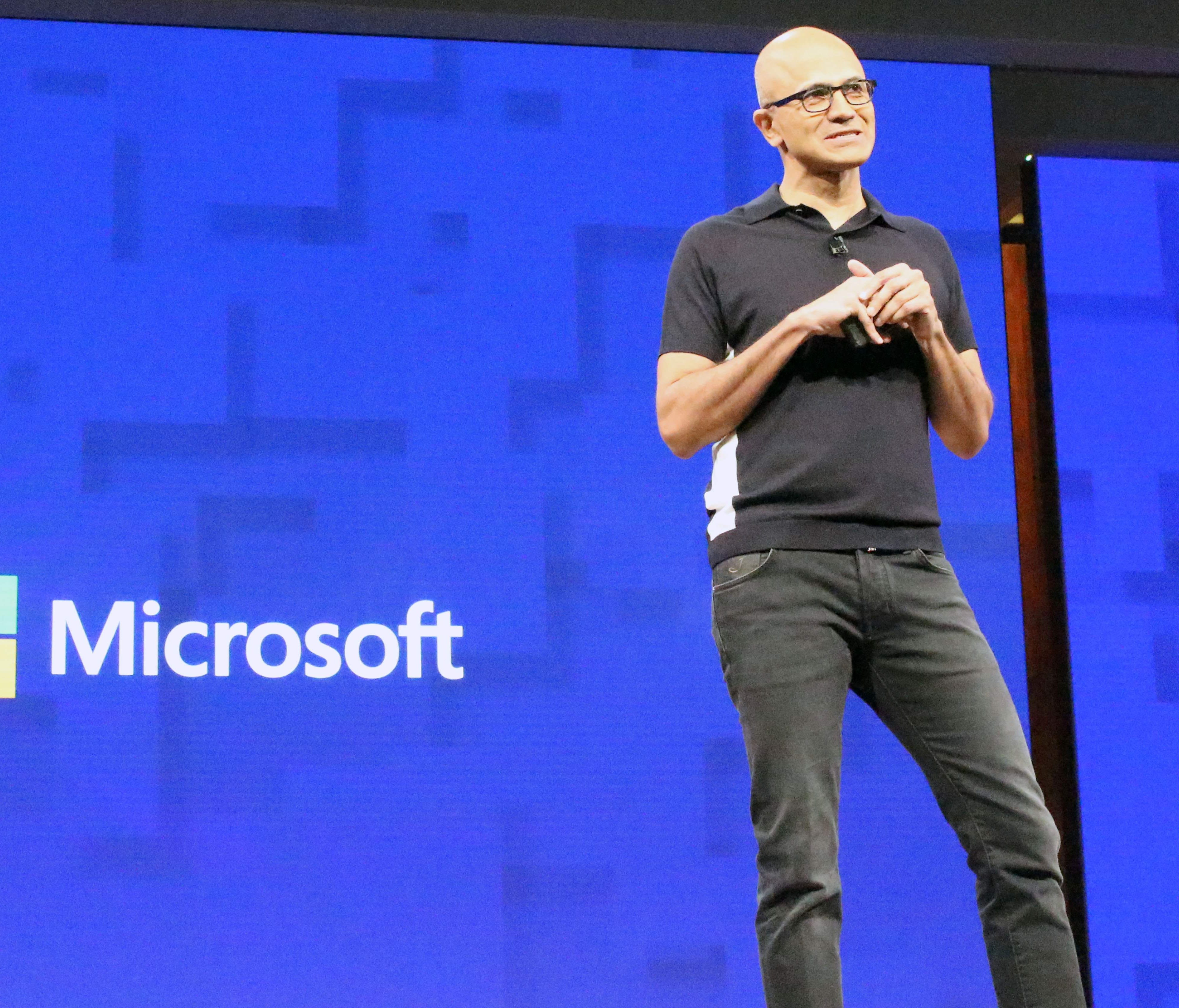 Microsoft chief executive Satya Nadella opens the US technology titan's annual Build Conference in Seattle on May 10, 2017.