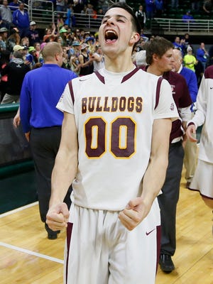 Morenci Alex Thomas after their 53-52 win over Waterford Our Lady in MHSAA Boys Class D semi final basketball game on Thursday, March 26, 2015 in East Lansing.