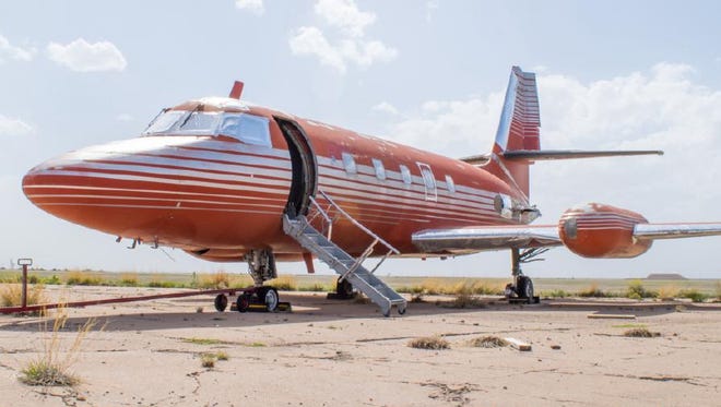 Elvis Presley's private Lockheed Jetstar jet, which is set to be auctioned.