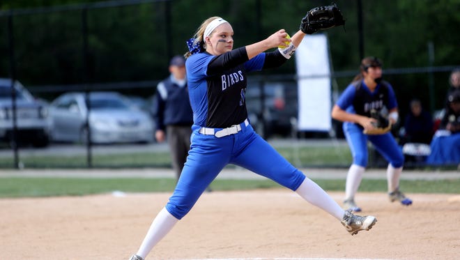 Highlands Pitcher Bailey Spencer rocks and fires. Spencer threw a complete game shutout as the Bluebirds defeated NewCath 5-0.