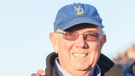 Long-time UD rowing coach Chuck Crawford, who was named 2015 Fan's Choice Awards College Coach of the Year, was honored at Delaware's Nov. 14 football game.